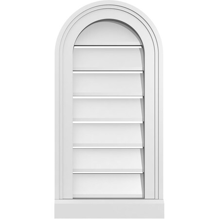 Ekena Millwork Round Top Surface Mount PVC Gable Vent: Functional, w/ 2"W x 2"P Brickmould Sill Frame, 12"W x 24"H GVPRT12X2403SF